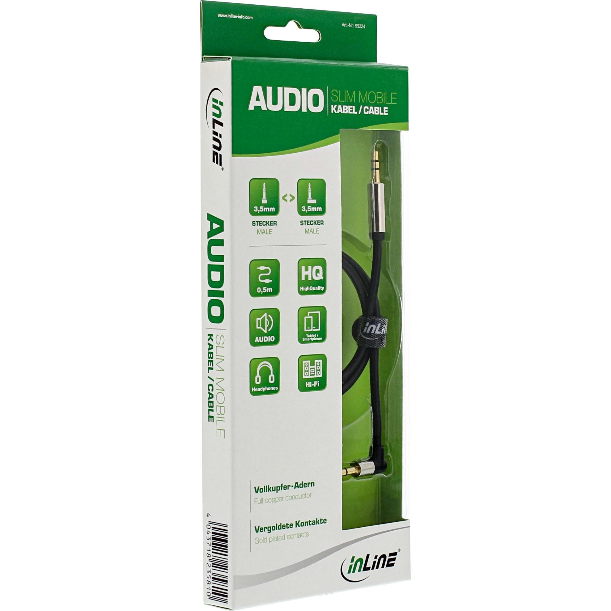 Thumbnail - InLine 3.5mm Klinke – 3.5mm Klinke (0.50 m, 3.5mm Klinke (AUX)), Audio Kabel