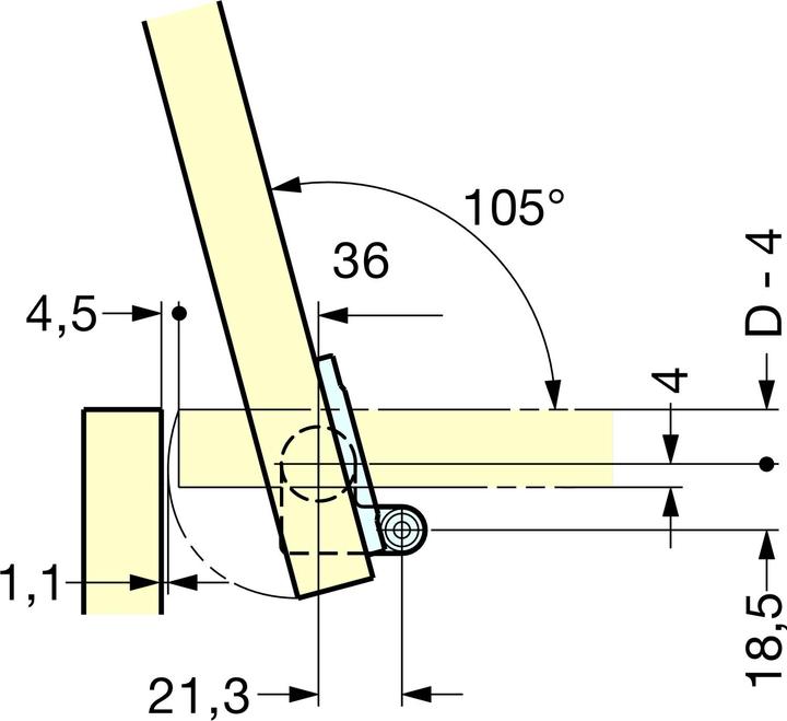Produktbild LAMP® Deckelscharnier HG-JHM20-80 gross Aluminium/Kunststoff schwarz