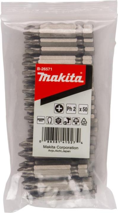 Actual product image Makita Zubehör B-26571 Schraubenbit PH2x50mm Nachfüllpackung 50 Stück (PH2x50)