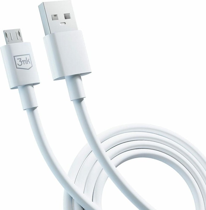 Actual product image 3MK Hyper Cable USB-A - Micro USB 1.2m 5V 2.4A Biały/White cable (1.20 m)
