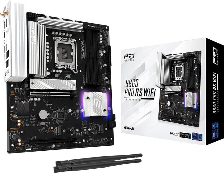 Productafbeelding AsRock B860 Pro RS WiFi DDR5 Intel S detailhandel (Socket S1, Intel B860, ATX)