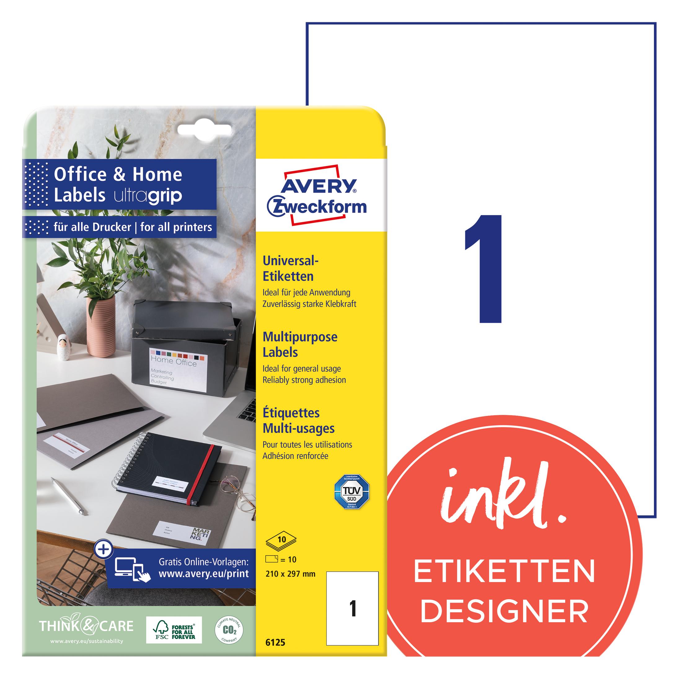 Avery Etiketten, Home Office, Kleinpackung (6125)
