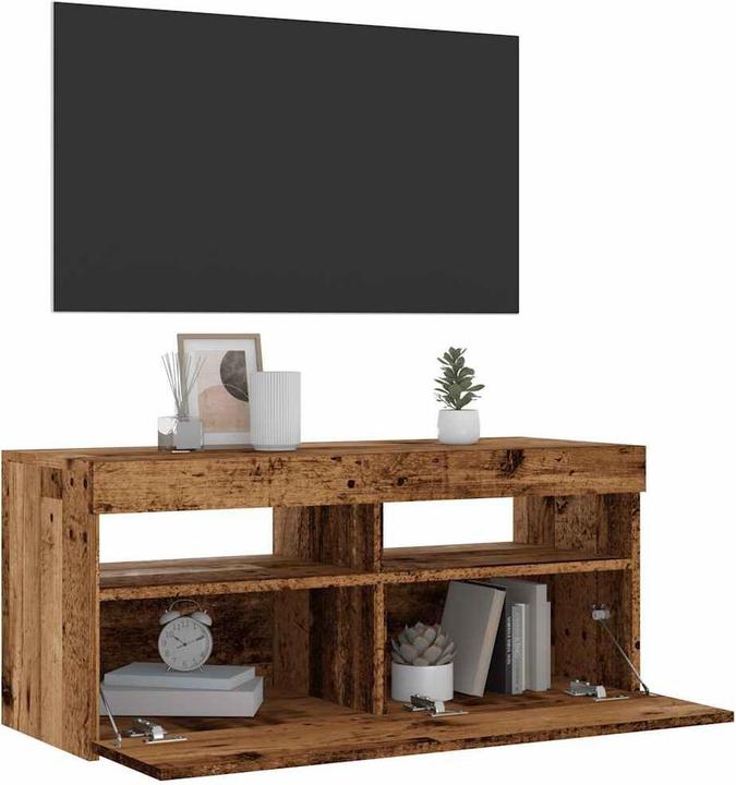 Image du produit VidaXL TV Schrank Lowboard Fernsehschrank Fernsehtisch mit LED Altholz-Optik (90 x 35 x 40 cm)