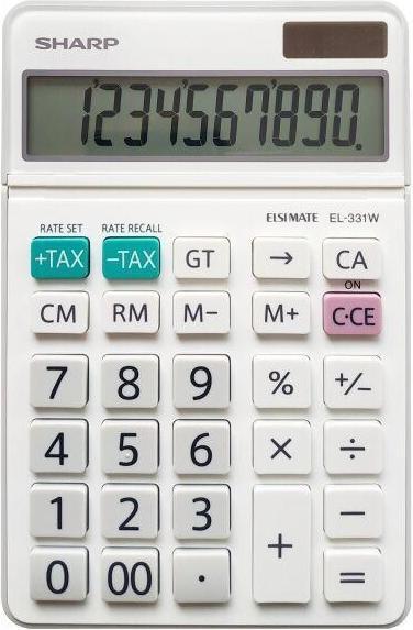 Produktbild Sharp Tischrechner weiss 10-stellig (Batterien, Solarzellen)