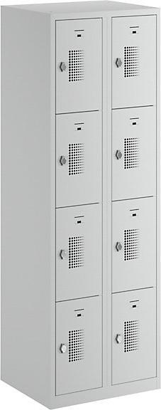 eurokraft basic Schliessfachschrank mit Drehriegel für Vorhängeschloss, 8 Fächer (60 cm, 180 cm)
