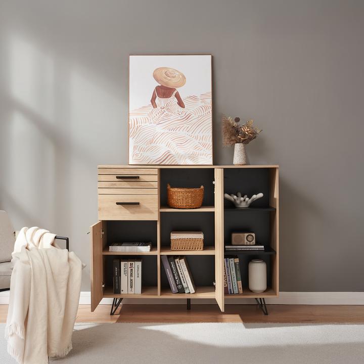 Image du produit En.Casa Sideboard Noppen 100x120x38 cm Eicheoptik (120 x 38 x 100 cm)