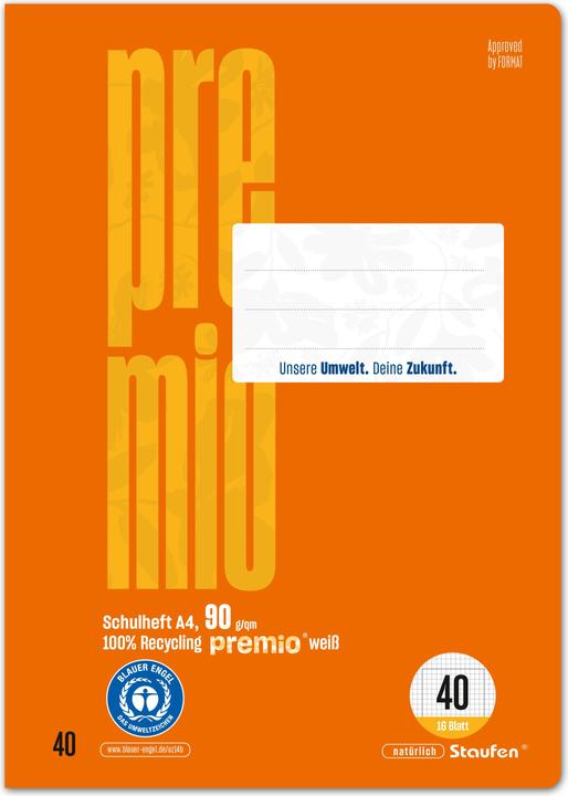 Actual product image Staufen Exercise book green ruled 40 chequered DIN A4 edge all round, 16 sheets (A4, Checked, Soft cover)