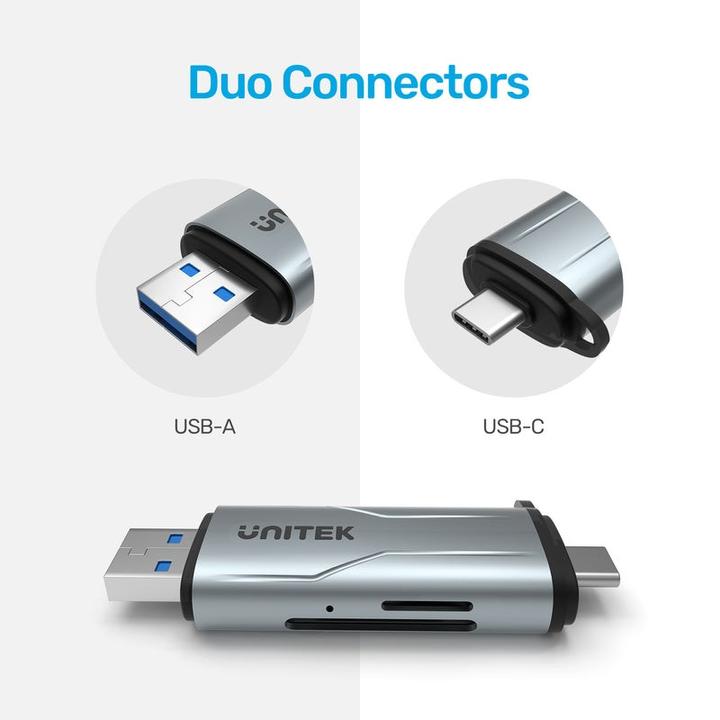 Produktbild Unitek Czytnik Kart Sd/Microsd USB-A 5 Gbps/Usb-C (Type-B)
