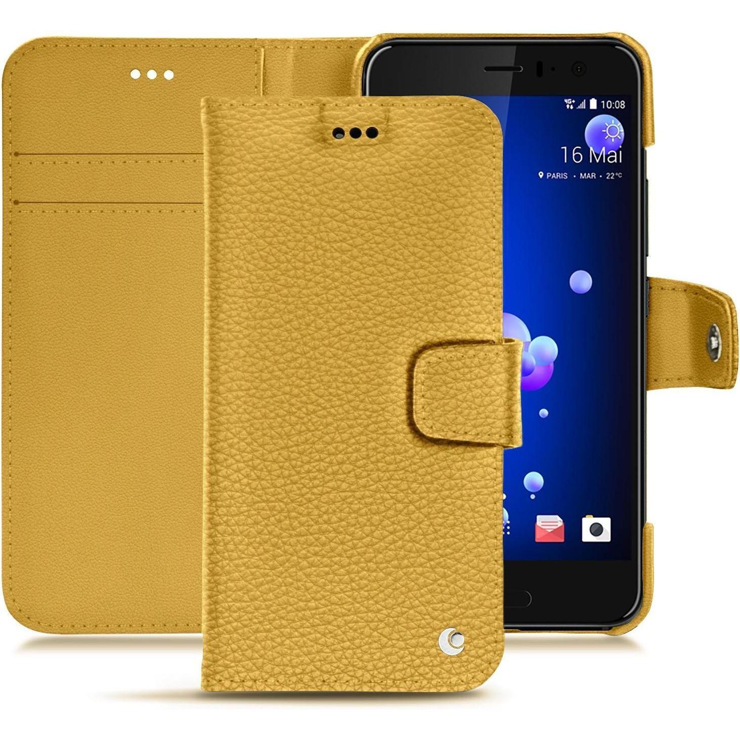 Noreve Lederschutzhülle Wallet (HTC U11), Smartphone Hülle, Orange