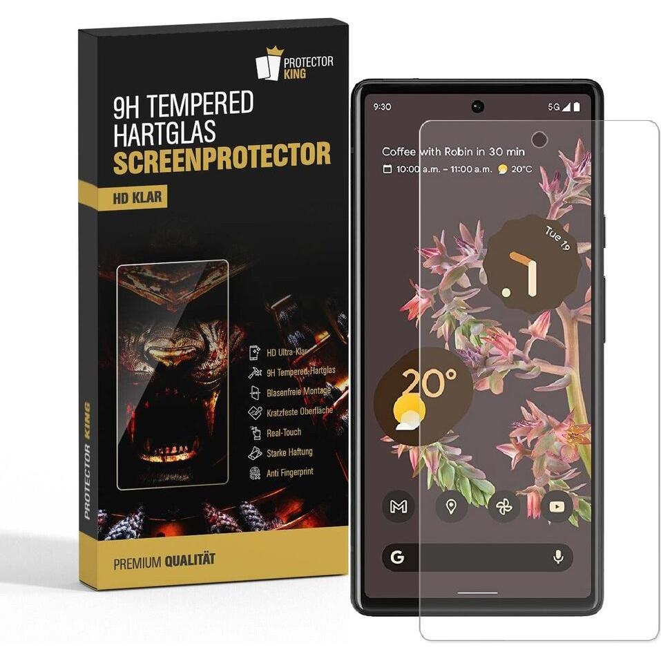 Protectorking 1x echtes Tempered 9H Panzerhartglas 3D KLAR (1 Stück, Google Pixel 6a), Smartphone Schutzfolie