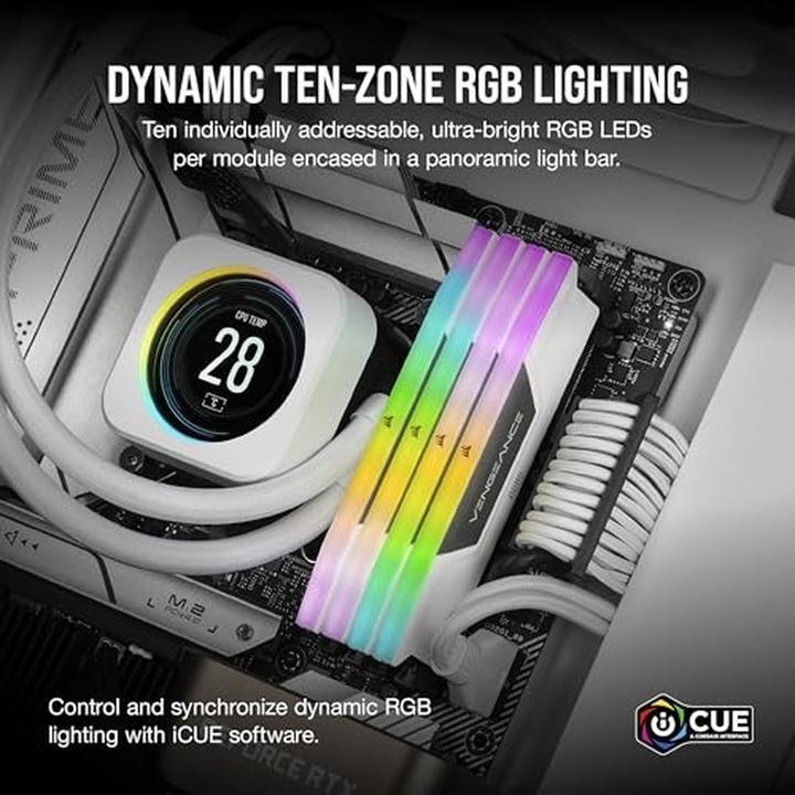 Immagine prodotto Corsair RAM D5 6400 32GB C36 Vengeance RGB K2 W (2 x 16GB, 6400 MHz, RAM DDR5, DIMM)