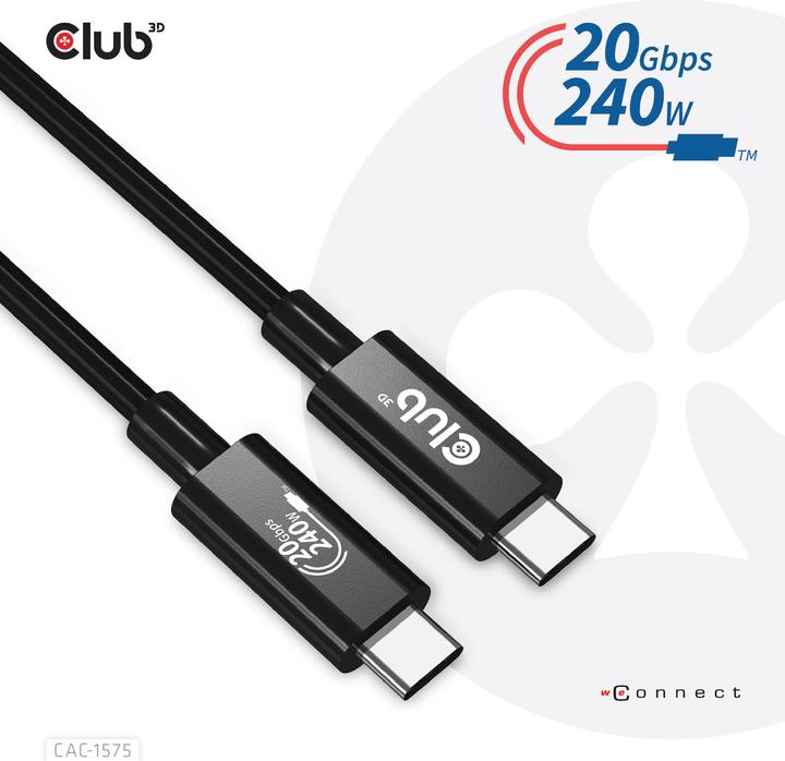 Actual product image Club 3D USB C – USB C (2 m, USB 4.0, 240 W)
