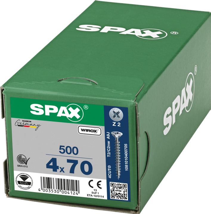 Actual product image Spax Countersunk Multi Head Cross Recess Z2 Fully Threaded Wirox (500 Screws per piece)