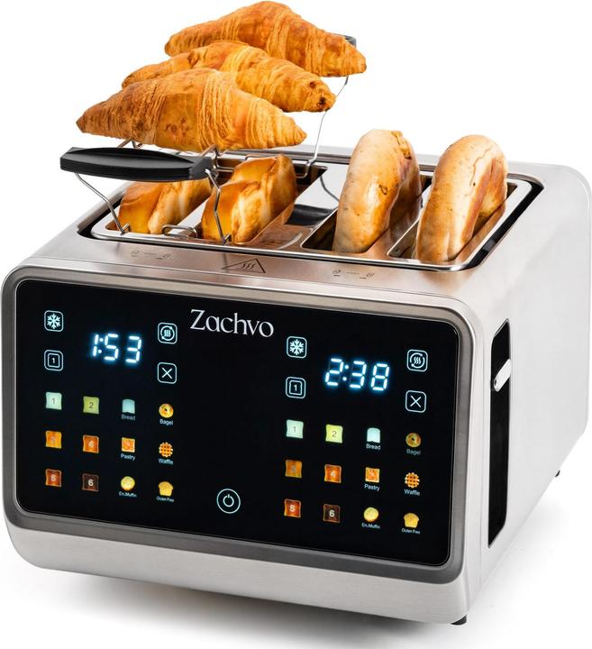 Zachvo Edelstahl-Toaster mit Touchscreen & LED Countdown