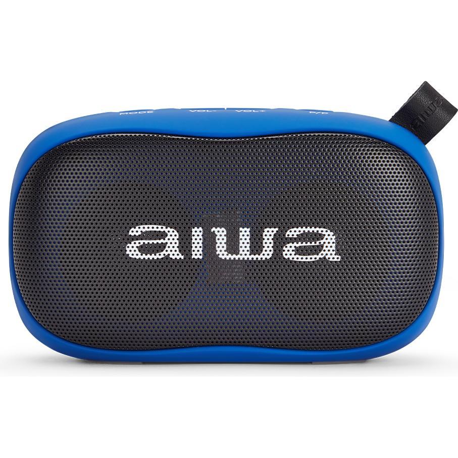 Aiwa BS-110BL Bluetooth-Lautsprecher (2 h, Batteriebetrieb), Bluetooth Lautsprecher, Schwarz, Blau