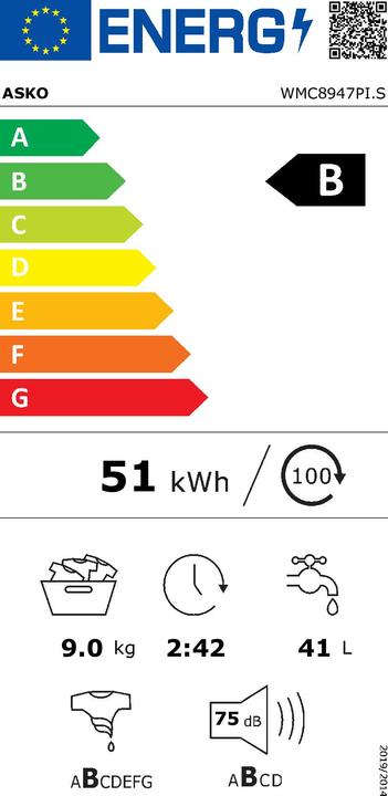 Energy Label Asko Washing machine trade WMC8947PI.S (9 kg, Left)
