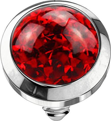 Actual product image Star Piercing Dermal Anchor crystal dome red epoxy protective layer (without brass, Surgical steel 316L)