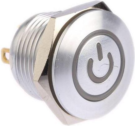 Actual product image TE Connectivity Illuminated Push Button Switch, Momentary, Panel Mount, 16mm Cutout, SPST, Blue LED, 36V dc, IP67