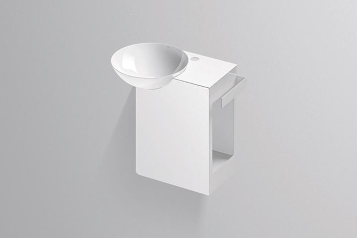 Alape wash place WP.INSERT1, W:485mm, H:471mm, D:321mm, bowl basin white, trough left, with tap hole