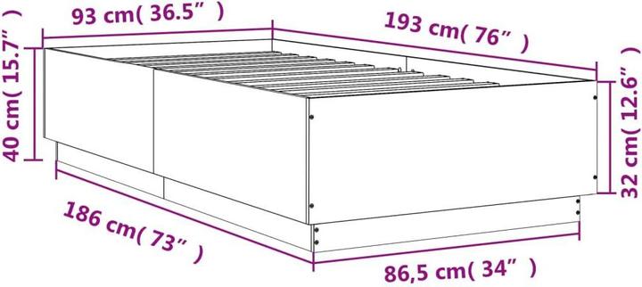 Actual product image vidaXL Bedstead (90 x 190 cm)