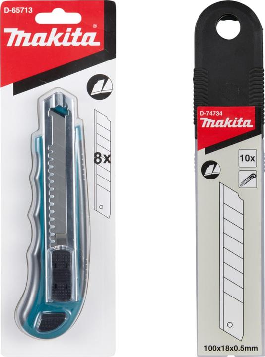 Produktbild Makita Abbrechklingenmesser Cuttermesser 100 mm + 8x Ersatzklingen ( D-65713 ) + 10 tlg. (Ersatzklinge)