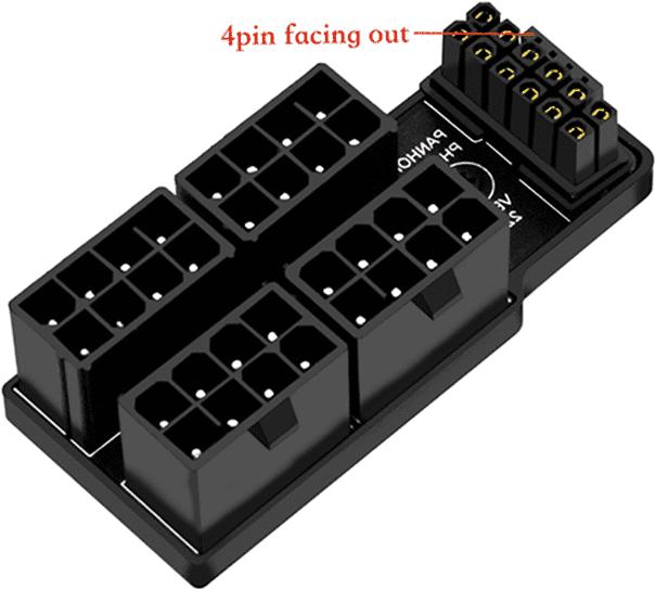 Actual product image Phobya ZK 12VHPWR Adapter 180 degrees 16Pin to 4x8Pin - White Left