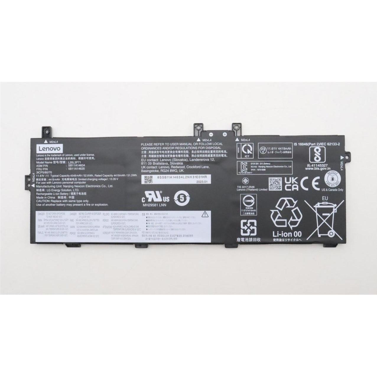 Lenovo BATTERY Internal, 3c, 52.8Wh (3 Zellen), Notebook Akku