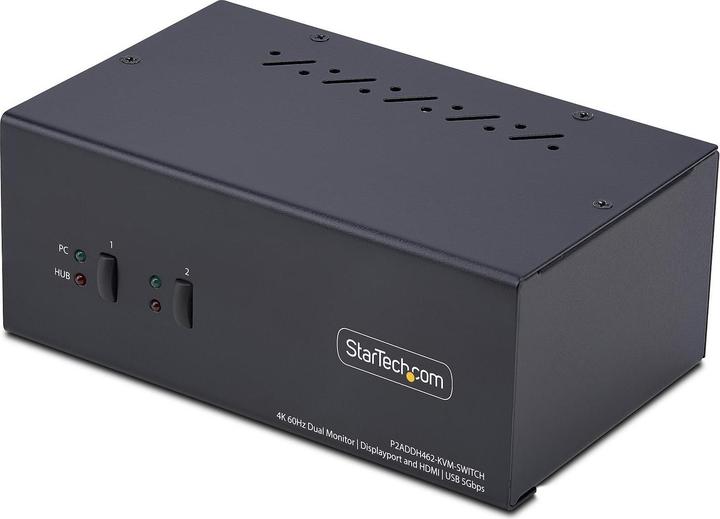 StarTech .com P2ADDH462-KVM-SWITCH, 3840 x 2160 pixels, 4K Ultra HD, 36 W, Black