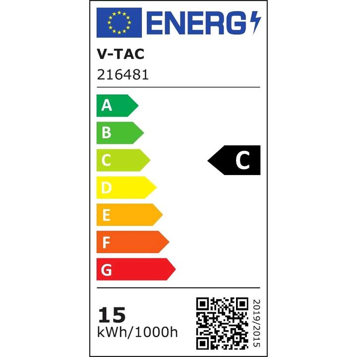 Energie-Label V-TAC VT1615 LEDRöhre T8 15W 150 cm NanoKunststoff 4000K 160lmW (G13, 2400 lm)