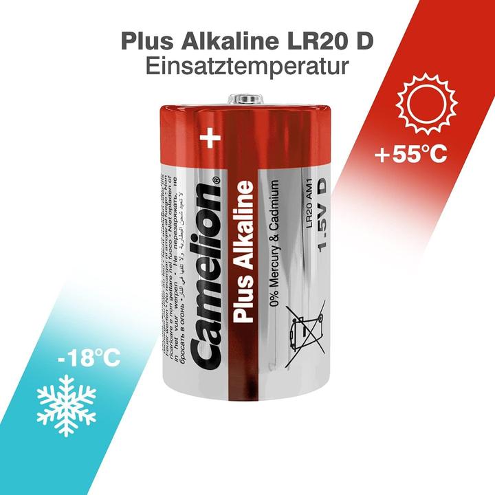 Produktbild Camelion LR20 Batterien Mono D Alkaline 2 Stück (2 Stk., D, 21000 mAh)