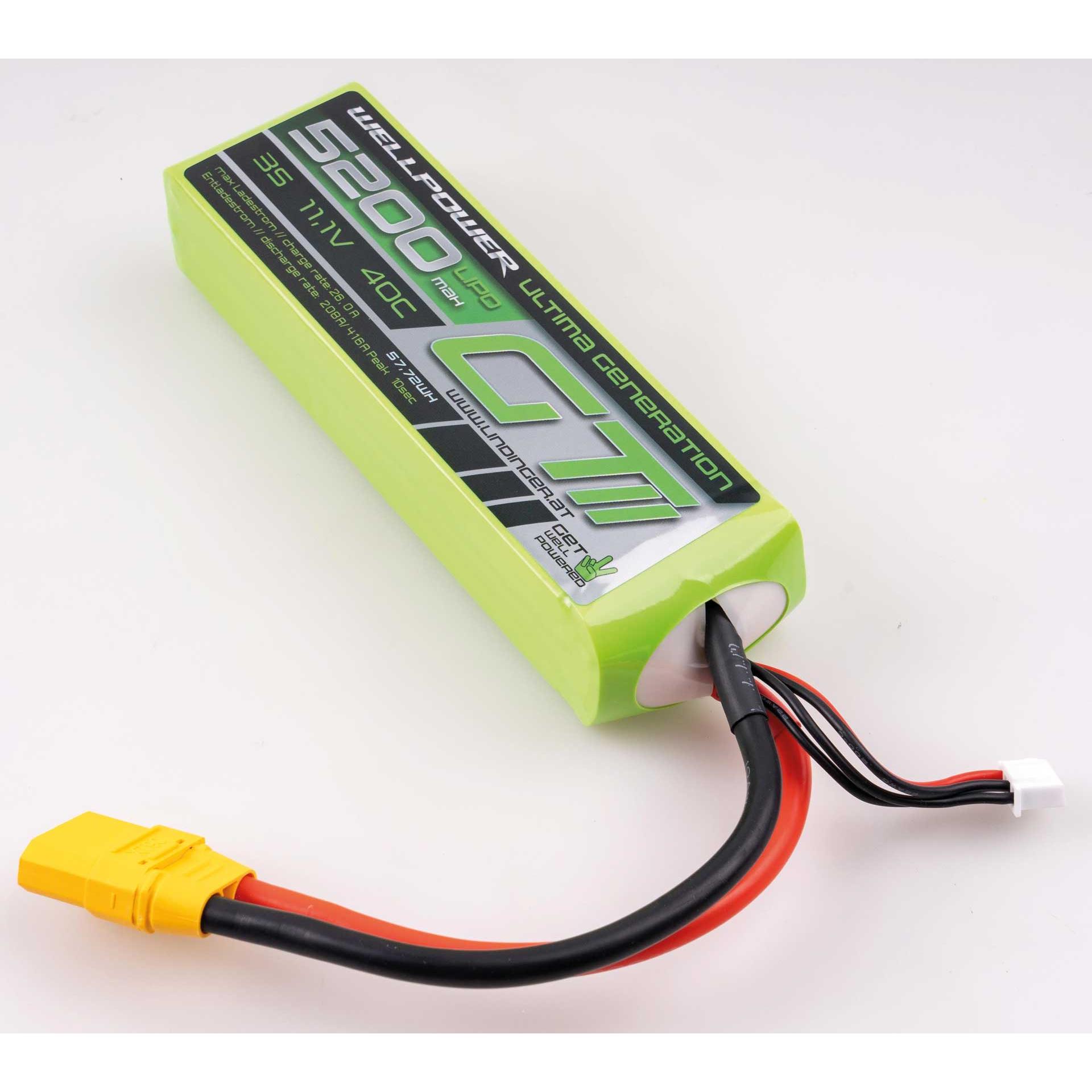 Wellpower LIPO AKKU ULTIMA GT II 5200 MAH / 11,1 Volt 3S 40/80C CH5/8 XT-90 (11.10 V, 5200 mAh)