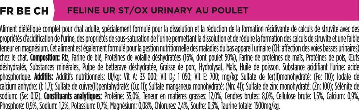 Nährwerte und Zutaten Purina ONE PPVD UR St/Ox Urinary Chkn Cat1.5kg (Adult, 1 Stk., 1500 g)