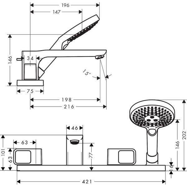 Thumbnail - Axor, Badarmatur, 4-Loch Fliesenrandarmatur URQUIOLA DN 15, mit Platte chrom