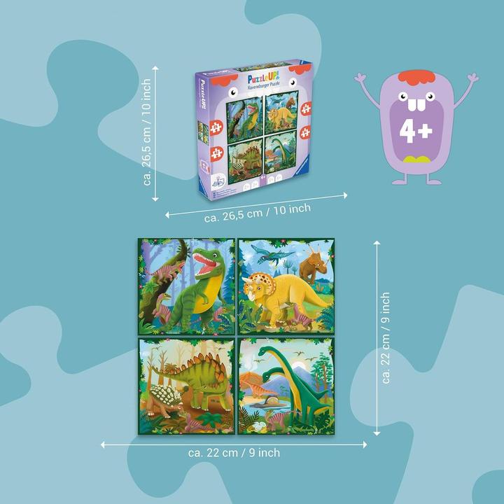 Actual product image Ravensburger Puzzle UP! dinosaurs from, 12004003 - 4 puzzles with 25, 36, 42, 56 pieces to (159 pieces)