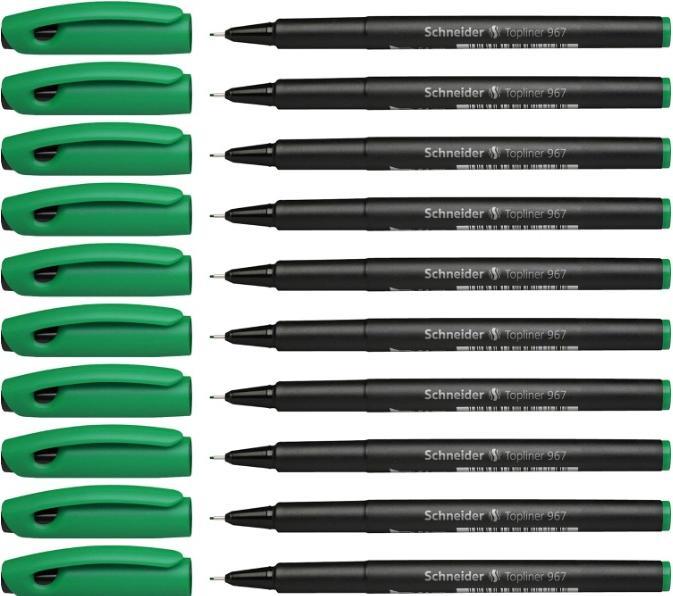 Produktbild Schneider Fineliner 967 0.4 mm, Grün, 10 Stück (Grün, 10 x)