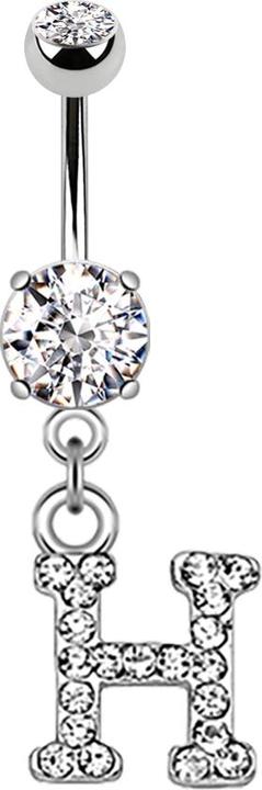 Immagine prodotto Star Piercing Banana in argento con ciondolo in cristallo lettera H (Ottone, Acciaio chirurgico 316L)
