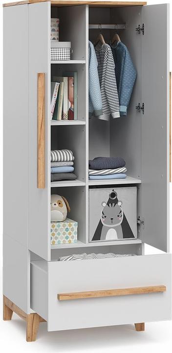 Produktbild VitaliSpa Kinderkleiderschrank Malia, Weiss/Artisan, 70 x 186.8 cm (53.40 cm)