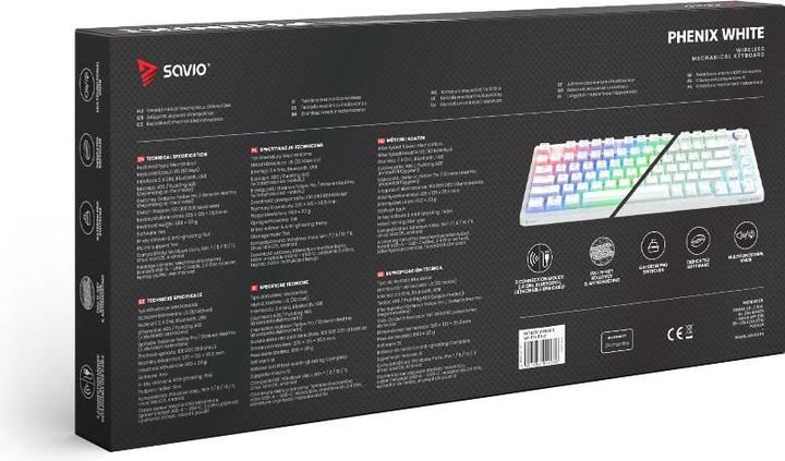 Actual product image Savio Phenix White Gat Yellow (Eng. Int., Cable, Wireless)