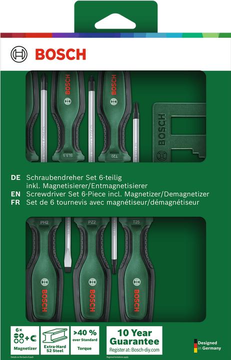 Actual product image Bosch Home & Garden Screwdriver set of 6 pieces with magnetiser (6 pieces)