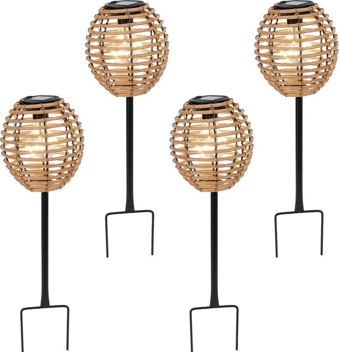 Produktbild H & S Collection 4er-Set Elegante Solar-Steckleuchte für Garten & Terrasse: Robuste LED Solarlampe mit Metallstab, Ra