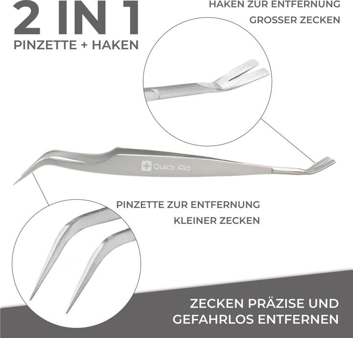 Actual product image Quick Aid 2 in 1 tick remover - tick pliers & tick hook with case (498.67 ml)