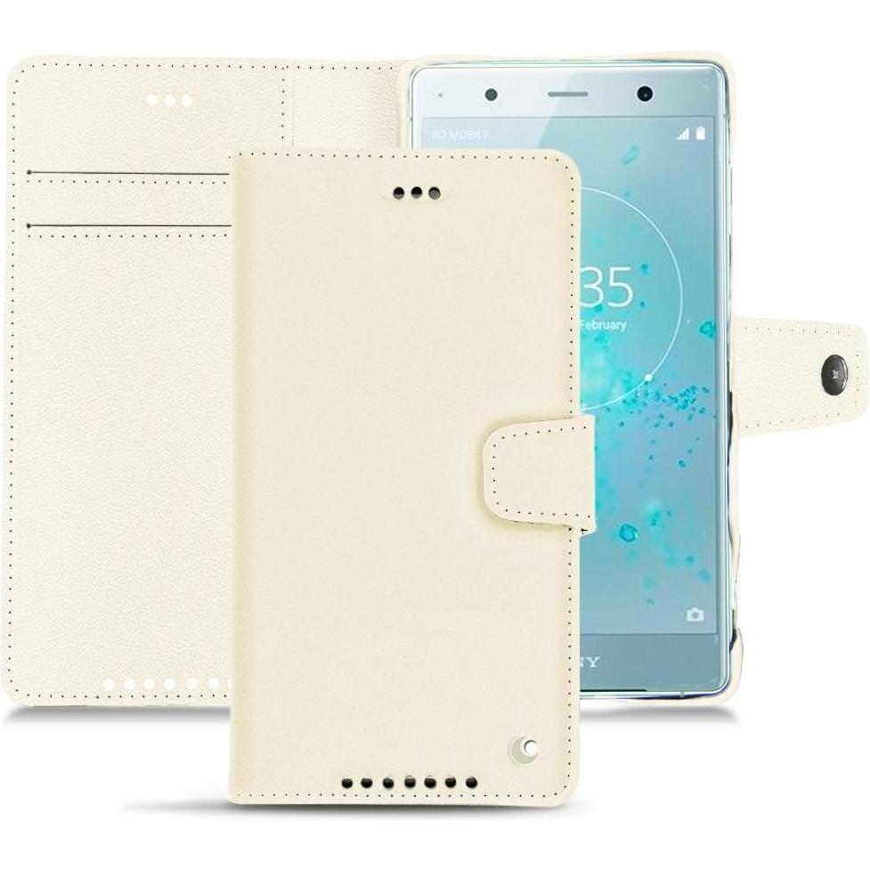 Noreve Lederschutzhülle Wallet (Sony Xperia XZ2 Premium), Smartphone Hülle, Weiss