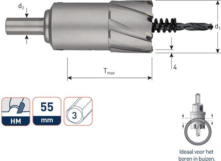 Produktbild Rotec 535.0251 Gatfrees 25 mm schacht 13 mm (25 Millimeter)
