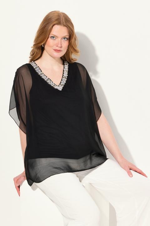 Actual product image Ulla Popken Layered Chiffon V-Neck Blouse (54)