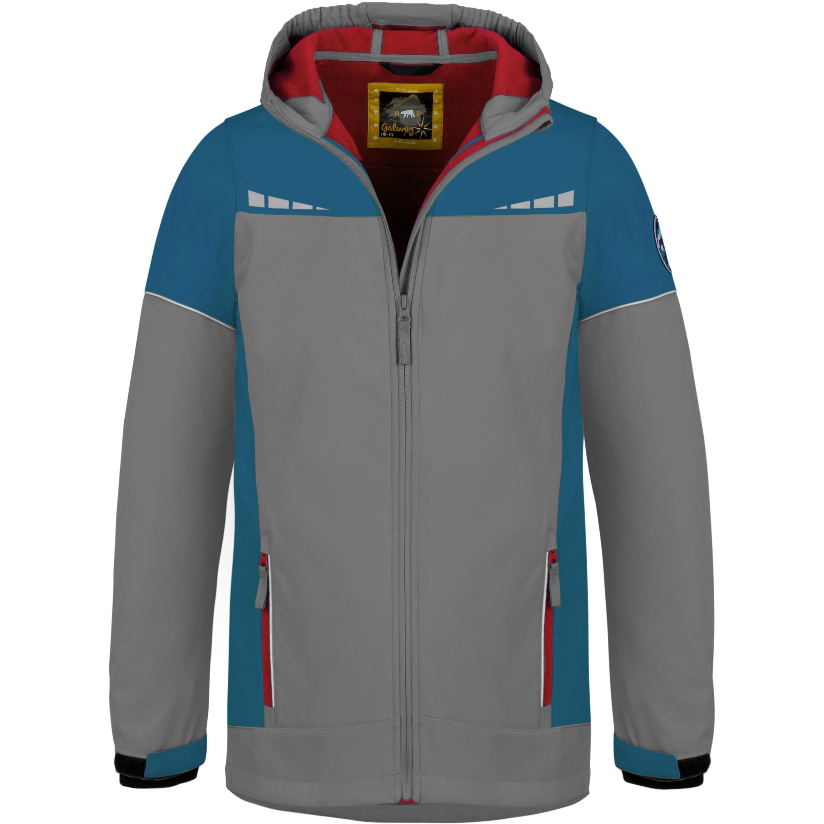 Thumbnail - Normani, Unisex, Jacke, Kinder Softshelljacke Galway (110, 116), Blau, Rot, Grau, 116, 110
