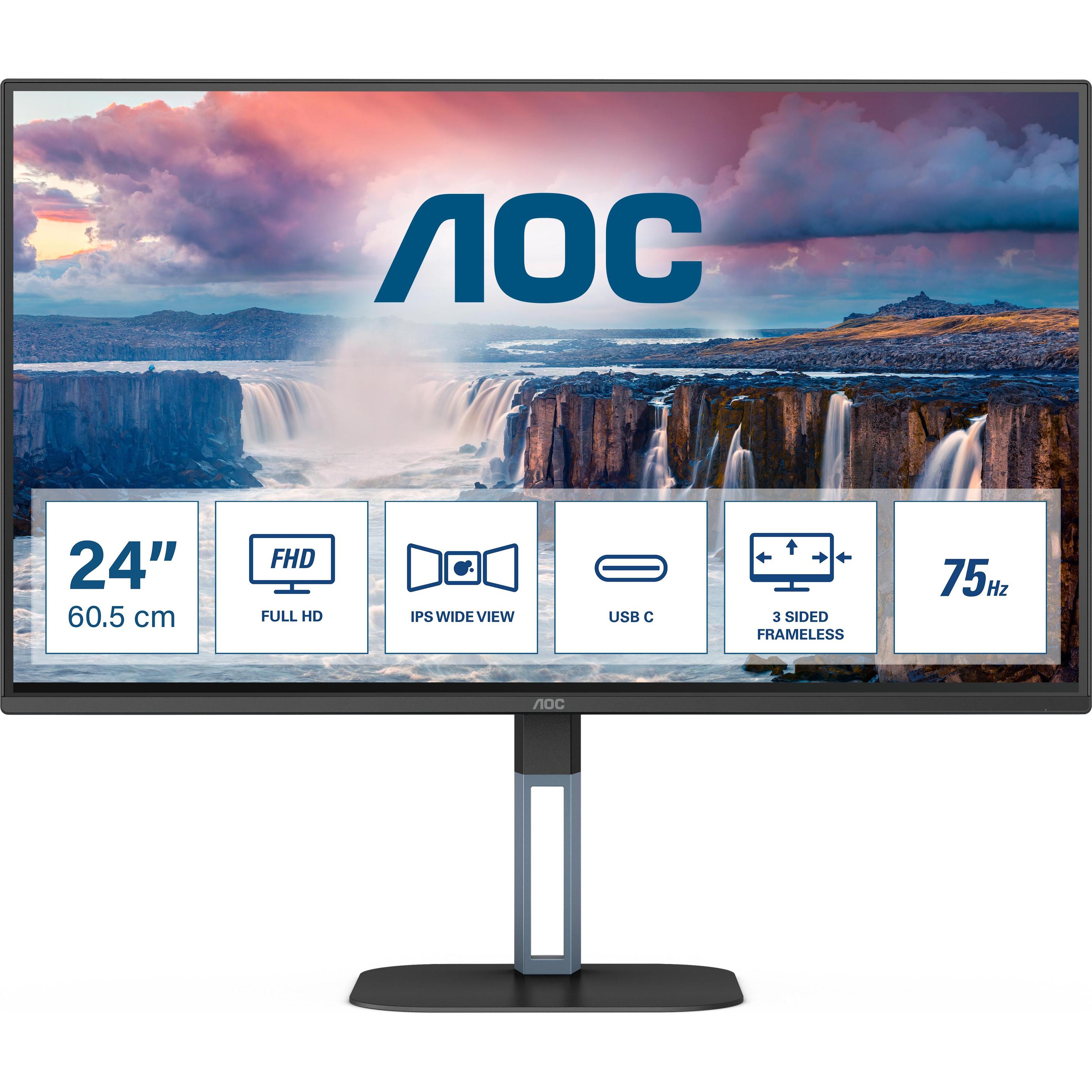 AOC 24V5CE/BK (1920 x 1080 Pixel, 23.80"), Monitor, Schwarz