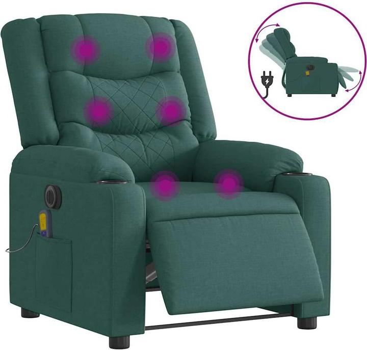 Image du produit vidaXL Fauteuil de massage électrique Vert foncé Tissu