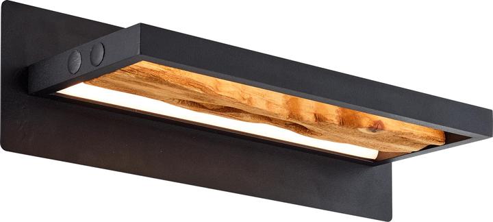 Actual product image Brilliant Chaumont LED Wall Lamp 35cm black/wood (930 lm)