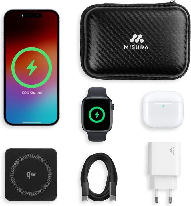 Actual product image Misura MH08 Pro - 3-in-1 Foldable Qi2 Wireless Charger - BLACK