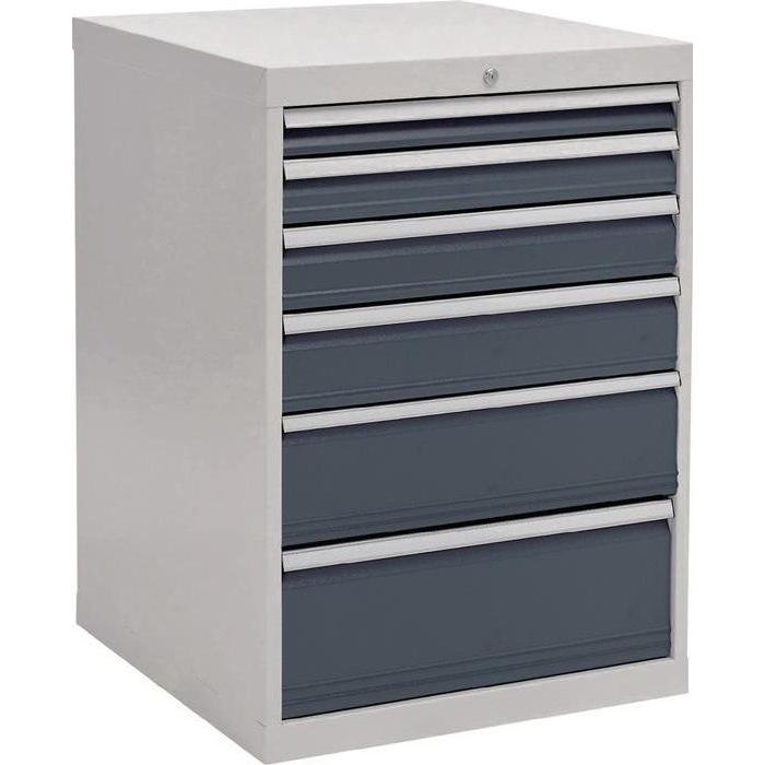 Bedrunka & hirth, Werkstattschrank, Schubladenschrank H1019xB705xT736mm lichtgrau/grau 6 Schubl.Vollauszug (70.50 cm, 10...